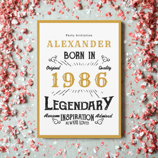 40. Geburtstag Geboren 1986 Weiß Gold Legende Einladung