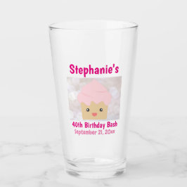40. Geburtstag Gefallen Niedlich Pink Cupcake Beer Glas