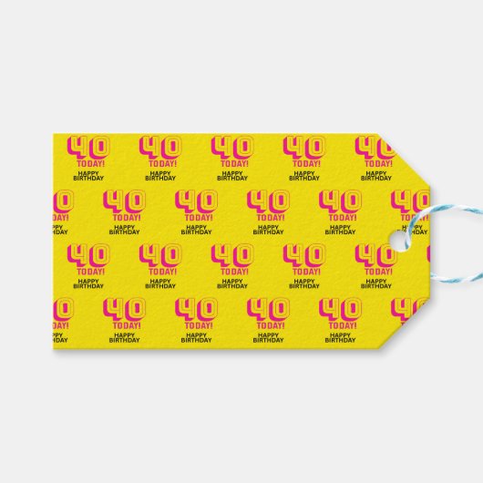 40. Geburtstag Geschenkanhänger (Vorderseite (Horizontal))