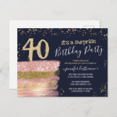 40. Geburtstag Glitzer Cake Überraschung Party Pos Postkarte (Vorne/Hinten)