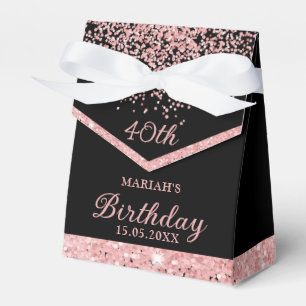 40. Geburtstag Glitzer Chic Rose Gold Black Party Geschenkschachtel