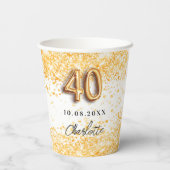 40. Geburtstag Glitzer Pappbecher (Rückseite)