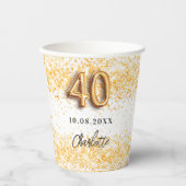 40. Geburtstag Glitzer Pappbecher (Vorderseite)