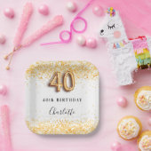 40. Geburtstag Glitzer Pappteller (Party)