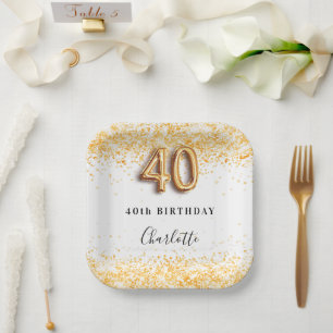 40. Geburtstag Glitzer Pappteller