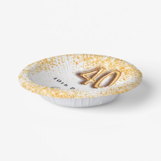 40. Geburtstag Glitzer Pappteller (Gewinkelt)