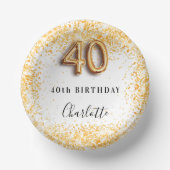 40. Geburtstag Glitzer Pappteller (Vorderseite)