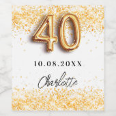 40. Geburtstag Glitzer Weinetikett (Einzelnes Label)