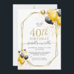 40. Geburtstag Gold Black Balloons Glitzer Einladung<br><div class="desc">Moderne Goldballons und schwarze Ballons und Glitzer 40. Geburtstagseinladung mit Goldrahmen. Feierlich und stilvoll.</div>