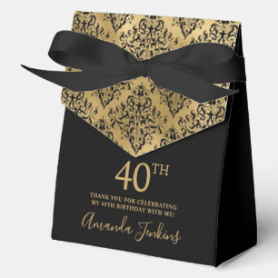 40. Geburtstag Gold Damast Danke  Geschenkschachtel