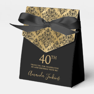 40. Geburtstag Gold Damast Dankeschön Geschenkschachtel