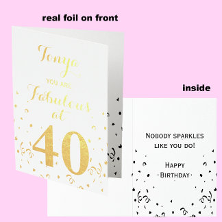 40. Geburtstag Gold Foil Fabulous mit 40 Folienkarte