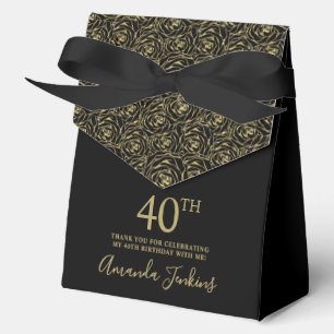 40. Geburtstag Gold Glitter Rosen Danke  Geschenkschachtel