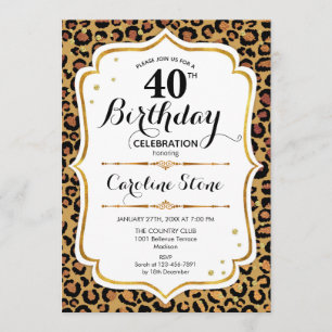 40. Geburtstag - Gold Leopard Print Einladung