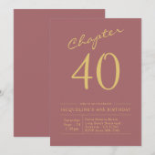 40. Geburtstag Gold Pink Einladung (Vorne/Hinten)