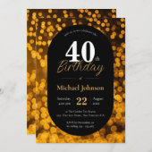40. Geburtstag Gold Schwarz Elegant Modernes Desig Einladung (Vorne/Hinten)