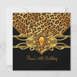 40. Geburtstag Gold Schwarz Leopard Gepard Schmuck Einladung
