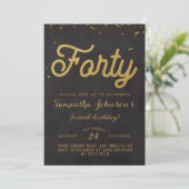 40. Geburtstag Goldene Blüte Einladung (Stehend Vorderseite)