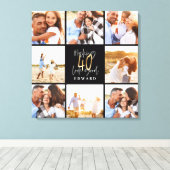 40. Geburtstag goldene Schwarze Foto Collage Gebur Leinwanddruck (Insitu (Holzboden))