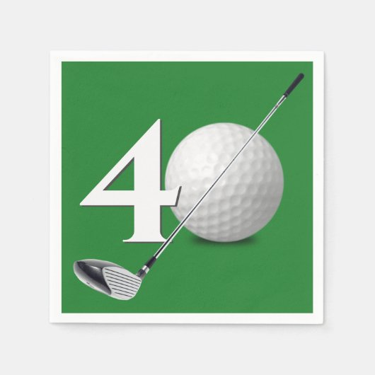 40. Geburtstag Golf Ball & Club Serviette (Vorderseite)