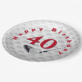 40. Geburtstag Golf Ball Design Paper Plate Pappteller (Schrägansicht)