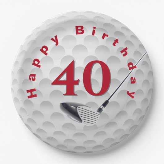40. Geburtstag Golf Ball Design Paper Plate Pappteller (Vorderseite)