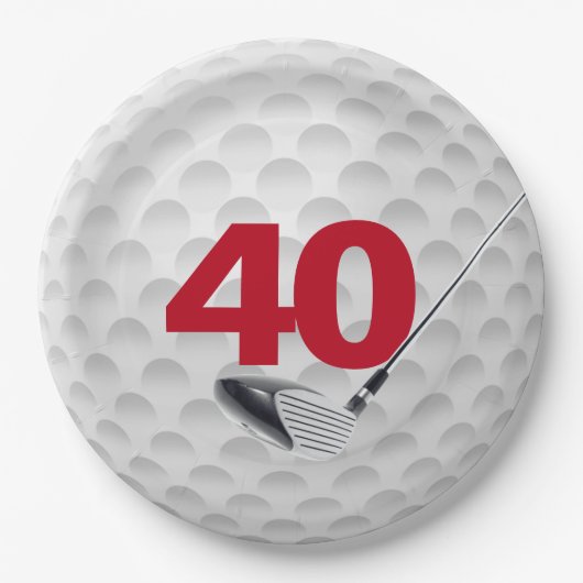 40. Geburtstag Golf Ball Design Paper Plate Pappteller (Vorderseite)