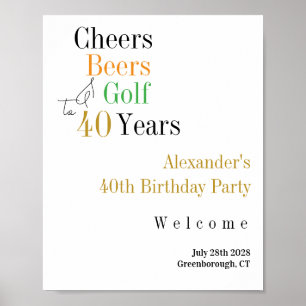 40. Geburtstag Golf Cheers Biere Minimaler Empfang Poster