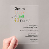 40. Geburtstag Golf Cheers Biere Minimales Party Acryleinladungen (Insitu (Handheld))
