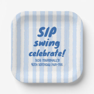 40. Geburtstag Golf Fette Blaue Typografie Streife Pappteller