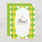 40. Geburtstag Golf Party Raute Preppy Einladung (Vorne/Hinten)