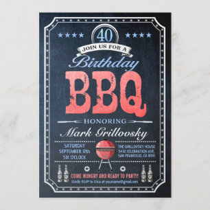 40. Geburtstag GRILLEN Einladungen Kopfkarton