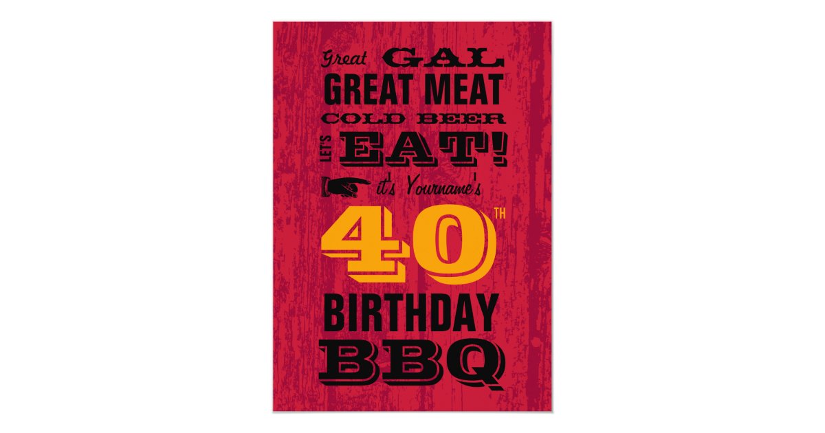 40. Geburtstag GRILLEN Grill heraus Einladung Zazzle.de