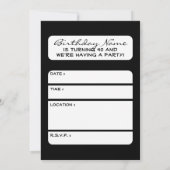 40. Geburtstag : halftone Weinflasche & Glas Einladung (Rückseite)