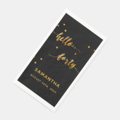 40. Geburtstag hallo 40 schwarzer Goldname Serviette (Ecke)