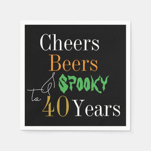 40. Geburtstag Halloween Cheers Biere Spooky Party Serviette (Vorderseite)