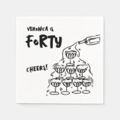 40. Geburtstag handgezeichneter Cocktail Napkins Serviette (Vorderseite)