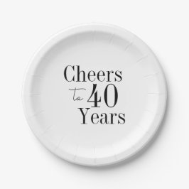 40. Geburtstag Heißt bis 40 Jahre Schwarz-weißes P Pappteller