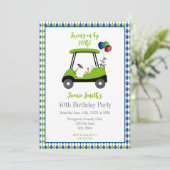 40. Geburtstag Herren Golf Cart Elegante Einladung (Stehend Vorderseite)