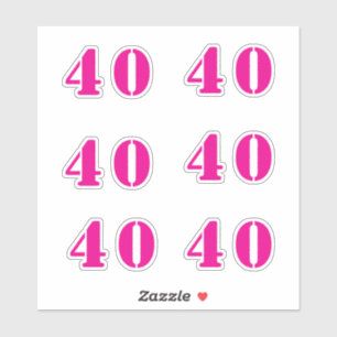 40. Geburtstag Hot Pink Zahl 40 Benutzerdefinierte Aufkleber