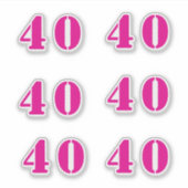40. Geburtstag Hot Pink Zahl 40 Benutzerdefinierte Aufkleber (Vorderseite)