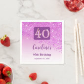 40. Geburtstag Hübsch Pink Glitzer Napkins Serviette (Beispiel)