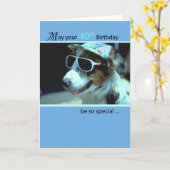 40. Geburtstag Hund in Sonnenbrille Karte (Gelbe Blume)