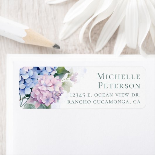 40. Geburtstag Hydrangeas-Rücksendeadressen-Aufkle (Insitu)