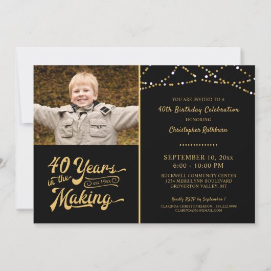 40. Geburtstag im MAKING Black and Gold Einladung (Vorderseite)