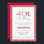 40. Geburtstag Imitate Roter Glitzer Einladung<br><div class="desc">Diese schlichte und elegante 40. Geburtstagsfeier-Party Einladung besticht durch einen Glitzer mit roten Imitaten. Benutzerdefinierter Text erlaubt es Ihnen,  Ihre Einladungsdetails hinzuzufügen.</div>