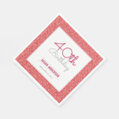 40. Geburtstag Imitate Roter Glitzer Serviette (Ecke)