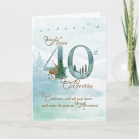 40. Geburtstag Immergrüne Kiefern und Hirsche Natu