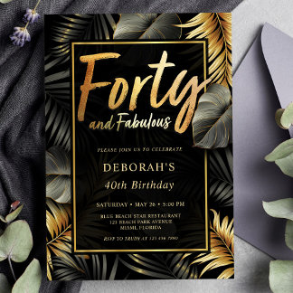40. Geburtstag in fabelhaftem Schwarz und Gold Einladung