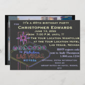 40. Geburtstag in Las Vegas für Männer Einladung (Vorne/Hinten)